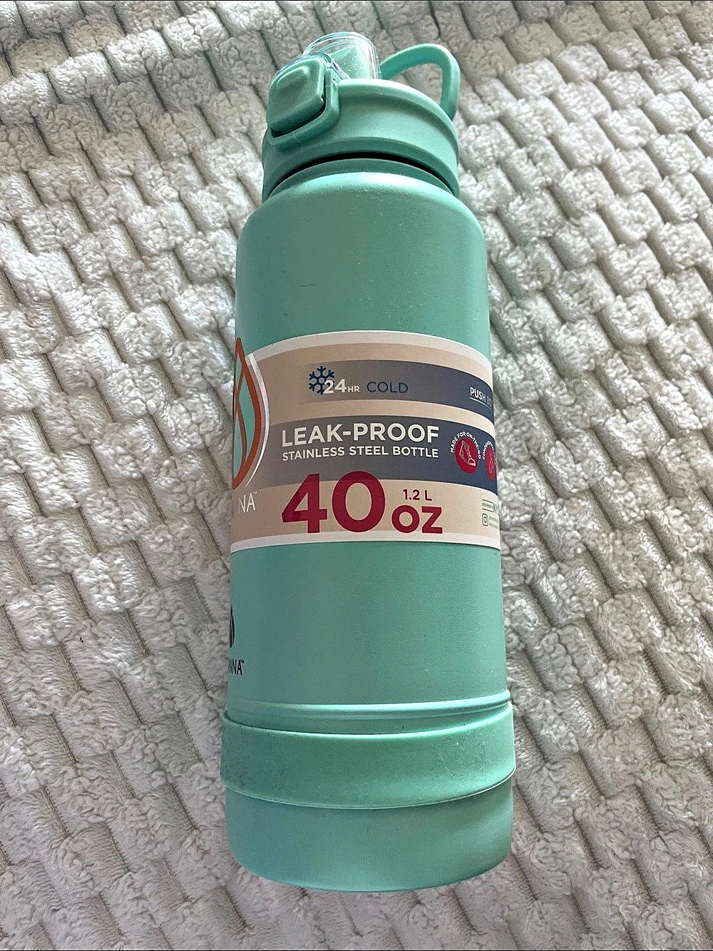 Manna Push Stainless Steel Water Bottle 40 oz Green NWT
